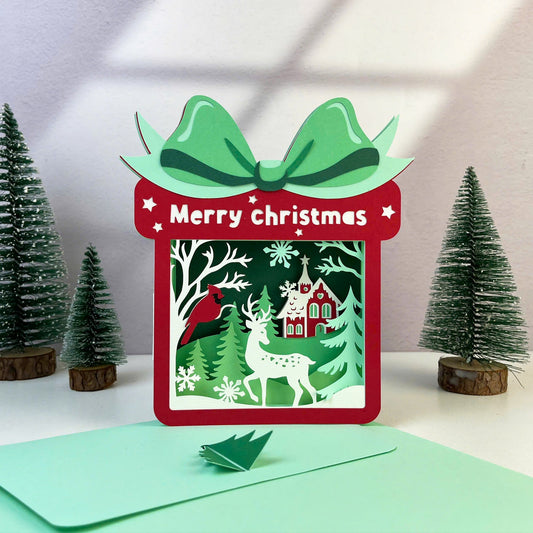 Winter Christmas Scene – 3D Christmas Paper Pop-up Card File - Cricut File -