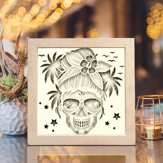 Skull Summer – 3D Paper Cut Shadow Box File - Cricut File - (8x8 inches) -
