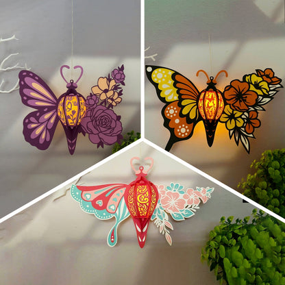 Pack 3 Butterfly Flower - 3D Paper Lantern File  - Cricut File  -