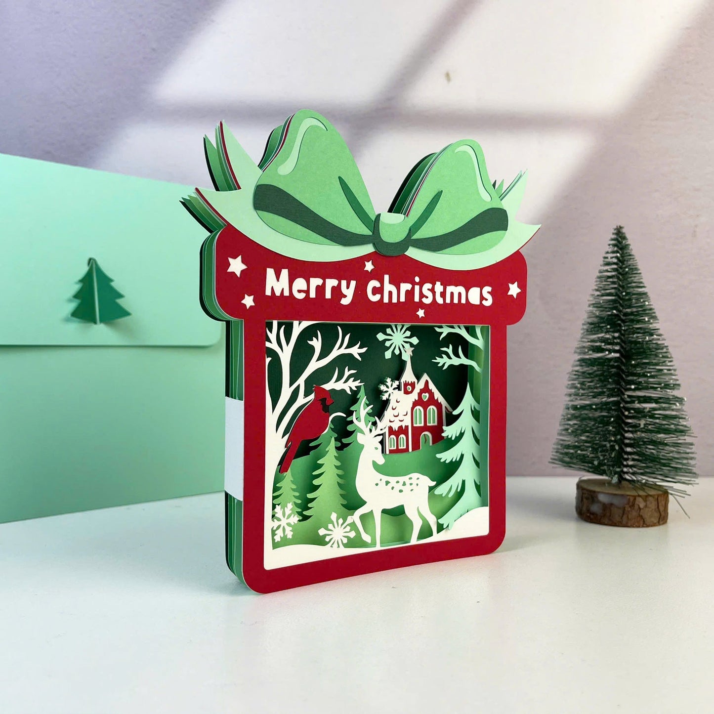 Winter Christmas Scene – 3D Christmas Paper Pop-up Card File - Cricut File -