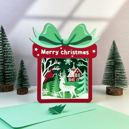 Winter Christmas Scene – 3D Christmas Paper Pop-up Card File - Cricut File -