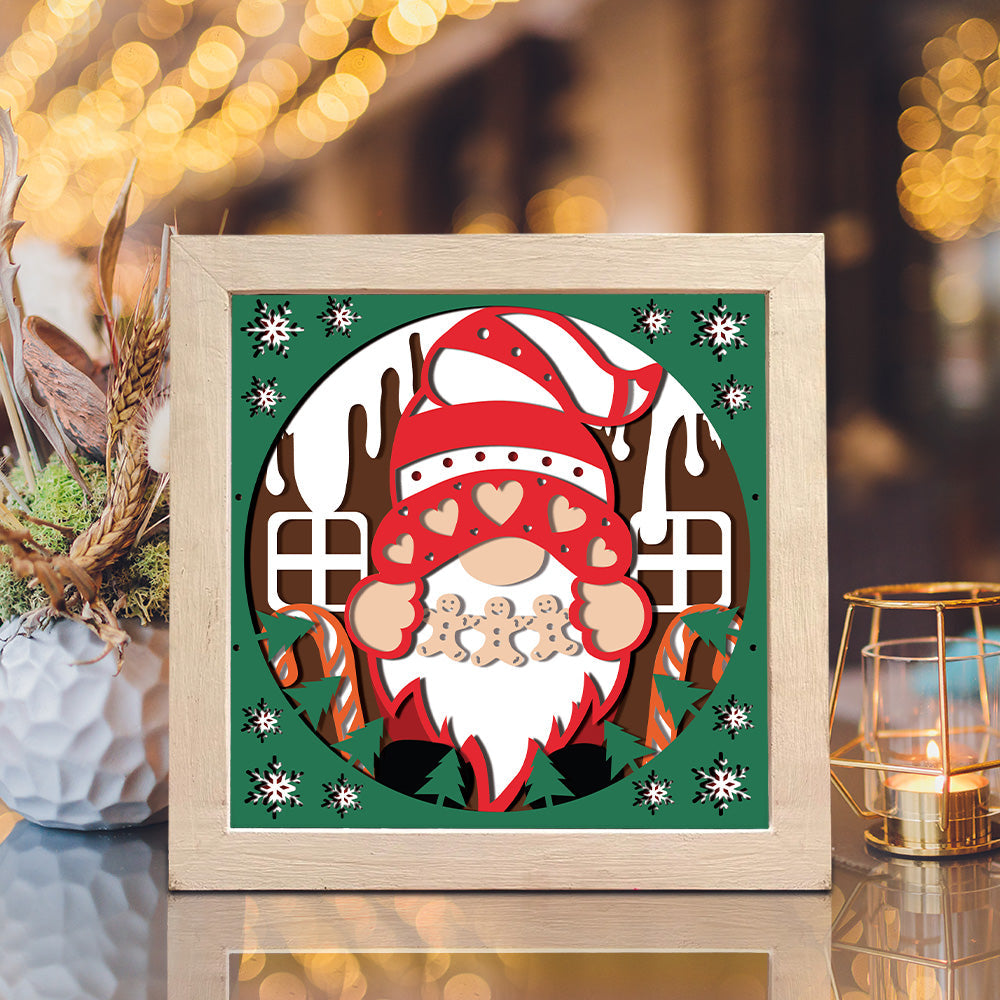 Gingerbread Gnome – 3D Christmas Paper Cut Shadow Box File - Cricut File - (8x8 inches) -