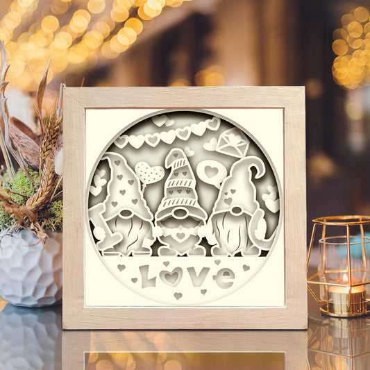 Gnome Love 2 – 3D Paper Cut Shadow Box File - Cricut File - (8x8 inches) -