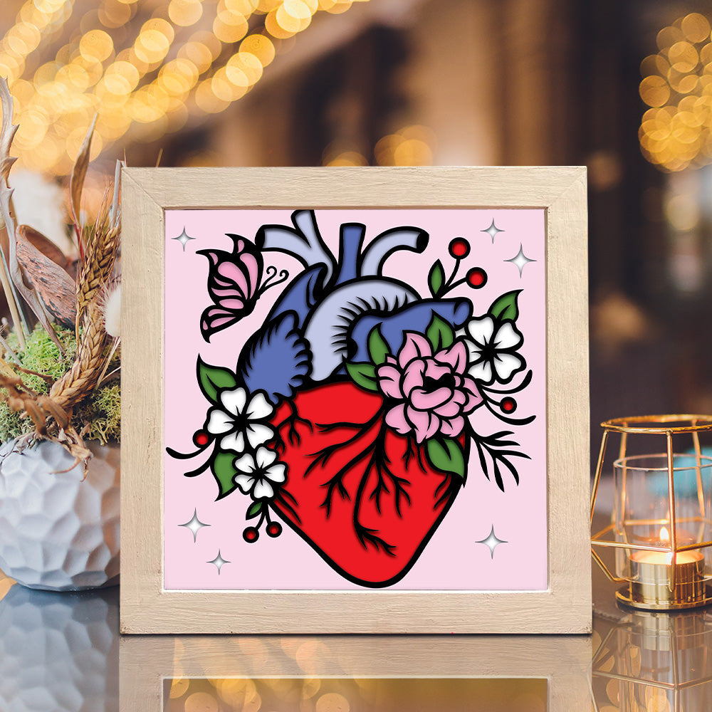 Heart 2 – 3D Paper Cut Shadow Box File - Cricut File - (8x8 inches) -