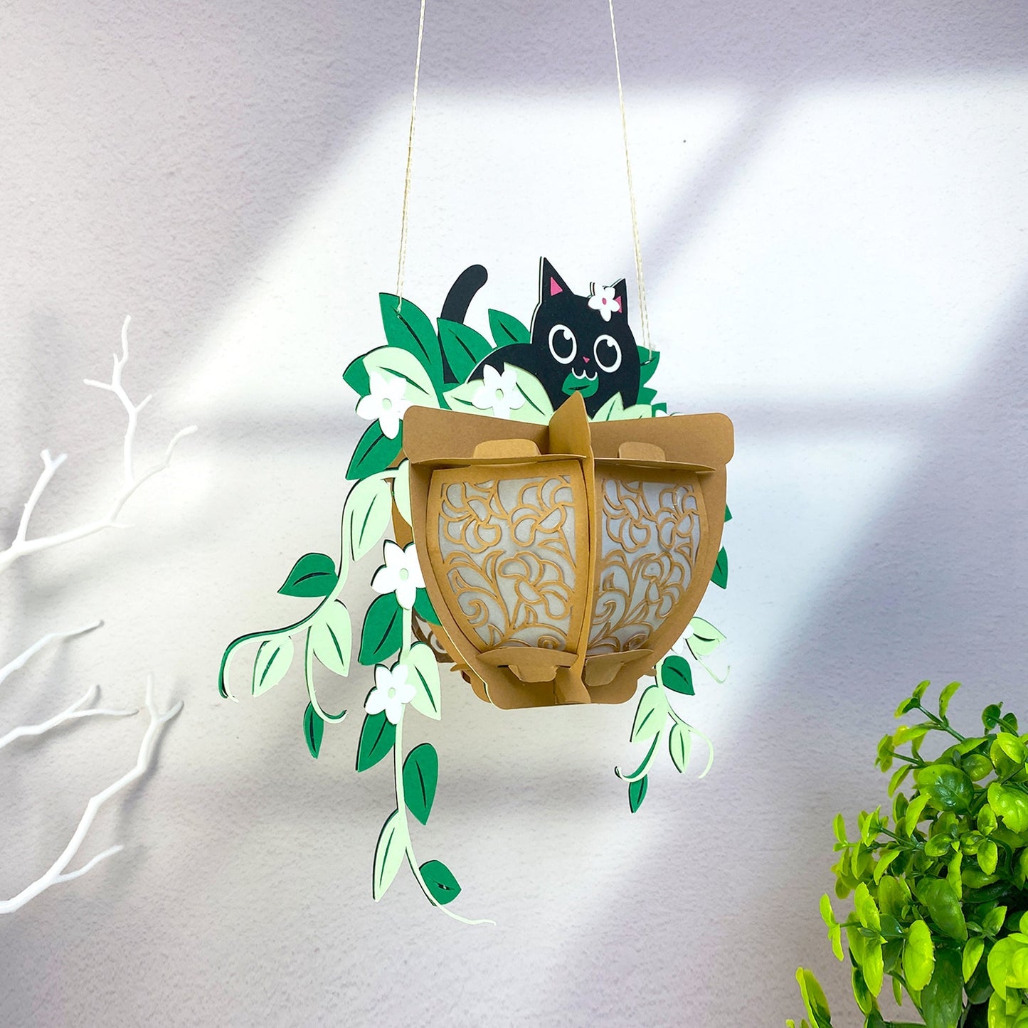 Cat Plants Pot - 3D Paper Cut Lantern File  - Cricut File  -