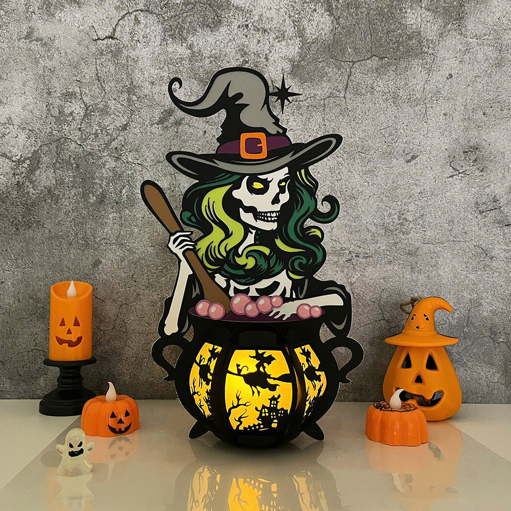 Cauldron Witch 2 - 3D Halloween Cauldron Paper Lantern File - Cricut File  -