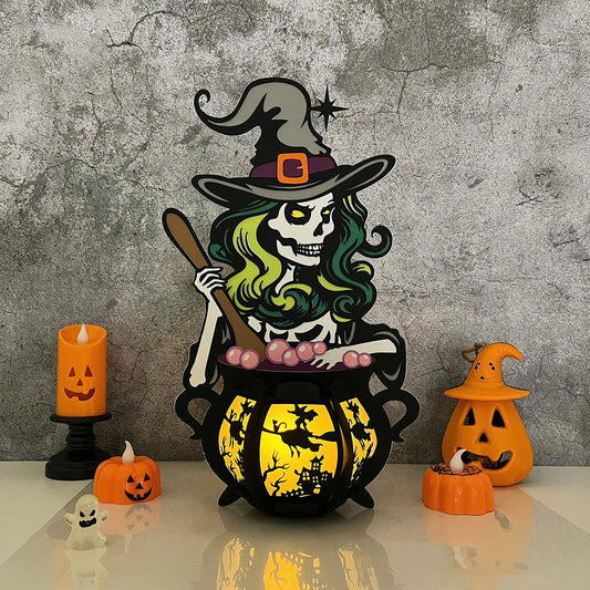 Cauldron Witch 2 - 3D Halloween Cauldron Paper Lantern File - Cricut File  -