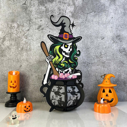 Cauldron Witch 2 - 3D Halloween Cauldron Paper Lantern File - Cricut File  -