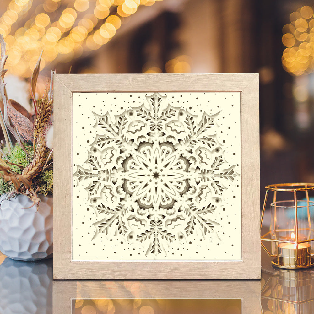 Snow Mandala – 3D Christmas Paper Cut Shadow Box File - Cricut File - (8x8 inches) -