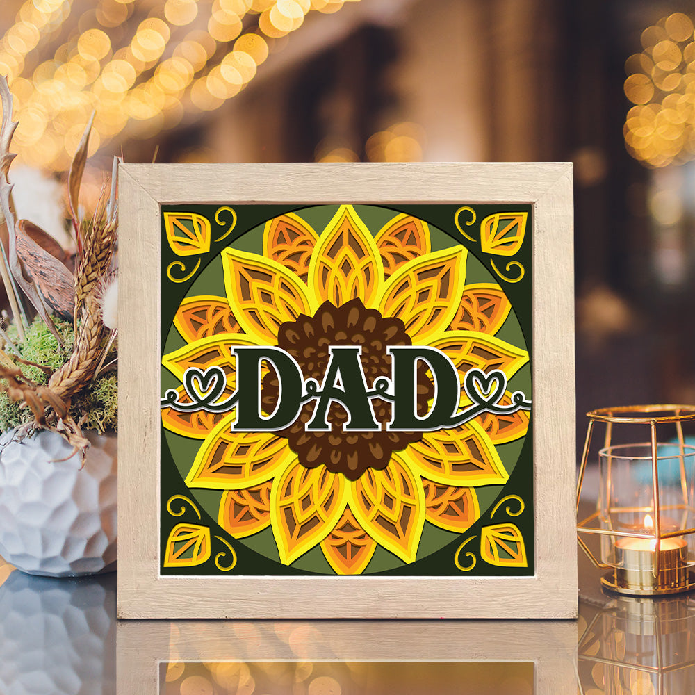 Sunflower Dad – 3D Paper Cut Shadow Box File - Cricut File - (8x8 inches) -
